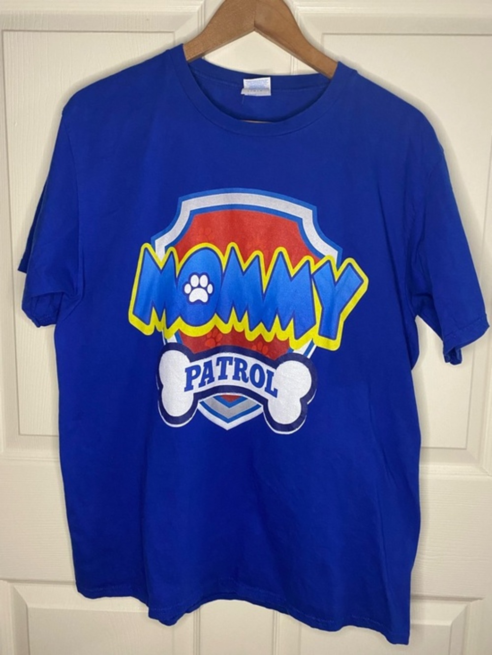 Paw Patrol Blue 'Mommy Patrol' Short Sleeve Graphic Tee Shirt Size L